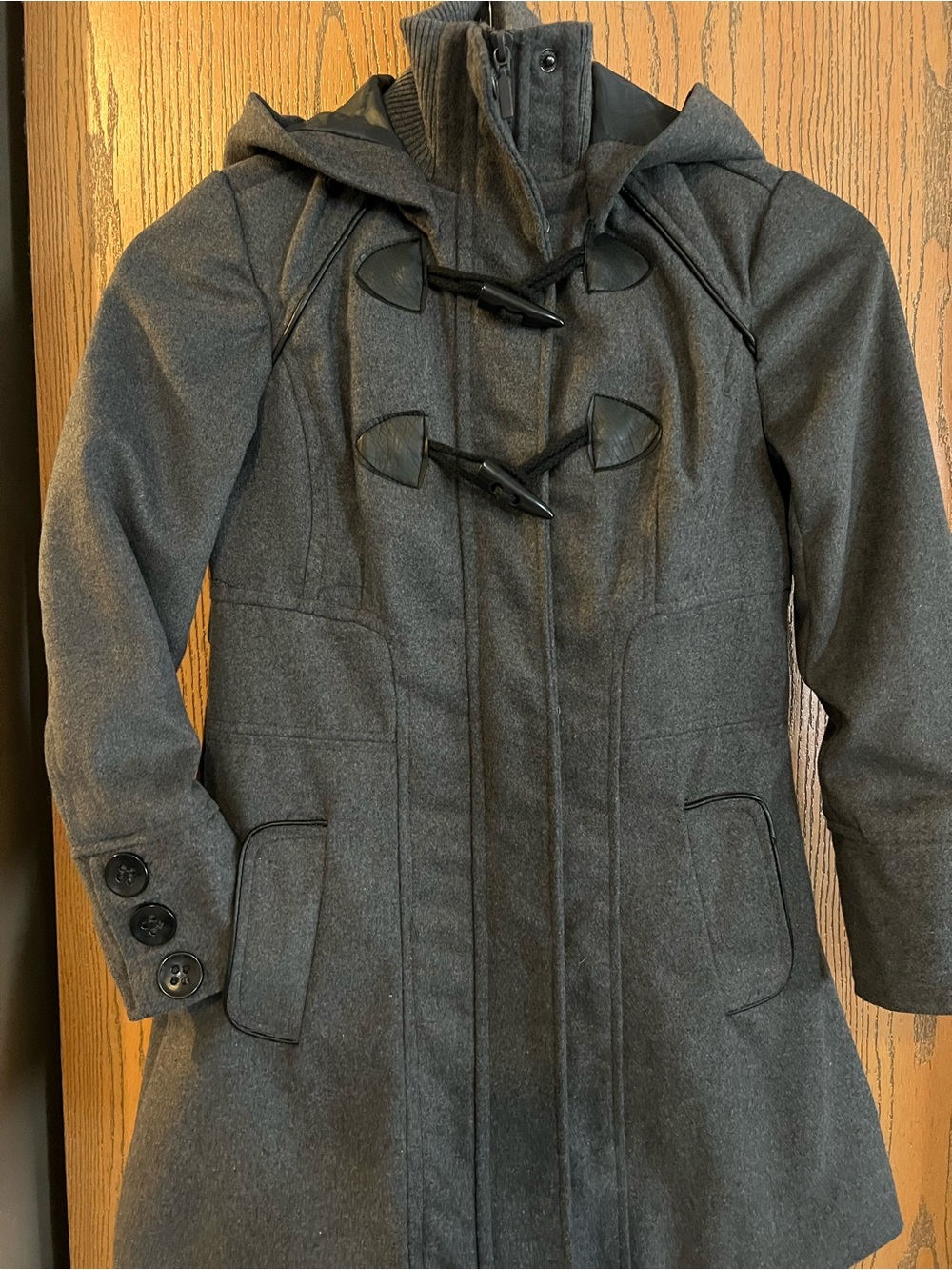 Girls Hooded Toggle Coat in Dark Gray - Yoki
